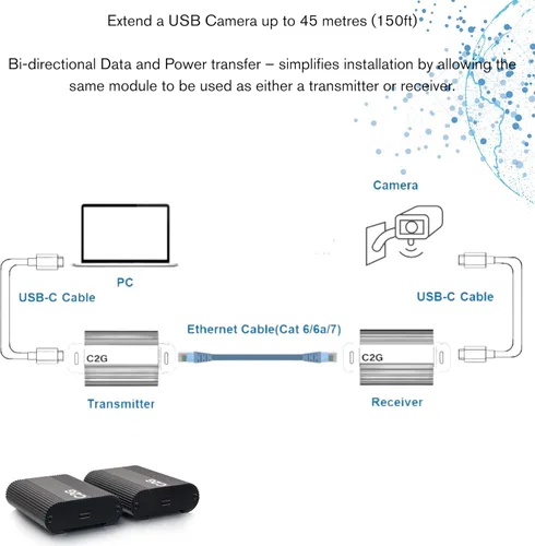 Vista 4 de C2G Superbooster® - Extensor de cámara USB sobre kit de caja a caja Cat