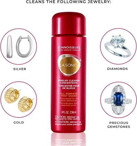 Vista 5 de CONNOISSEURS LaSonic - Limpiador concentrado multiusos para joyas, 8 onzas líquidas, formulado para dispositivos de limpieza LaSonic SafeWave y joyas