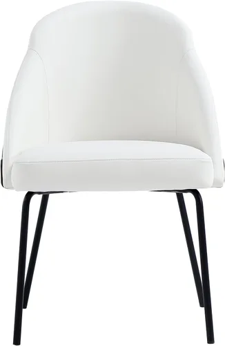 Vista 18 de Manhattan Comfort Gracie - Juego de 1 sillas de comedor modernas de piel sintética, asiento tapizado de piel sintética, patas de acero, espuma