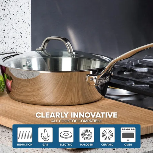Vista 5 de Viking Juego de utensilios de cocina de 5 capas, 5 ollas y sartenes de cocina de acero inoxidable, apto para horno, listo para inducción