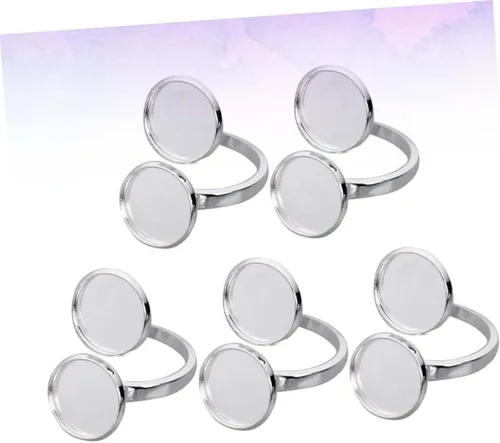 Vista 2 de EXCEART 10 piezas de soporte de anillo ajustable base de anillo bandeja de anillo soporte redondo en blanco base de cabujón bandeja de servir