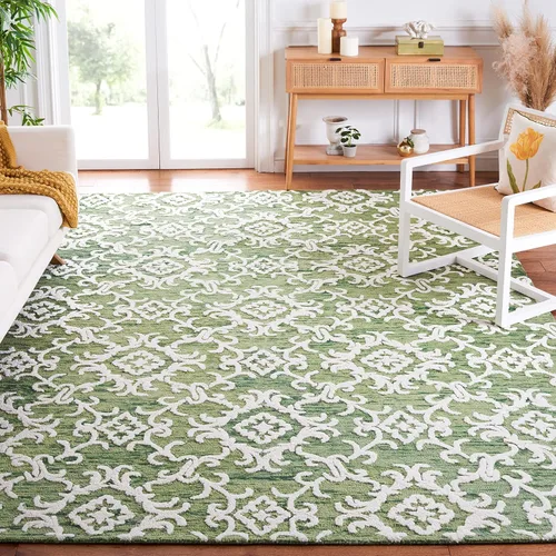 Vista 8 de SAFAVIEH Blossom Collection BLM104A - Alfombra decorativa de lana de alta calidad, hecha a mano, 2 x 3 pies, color gris/marfil