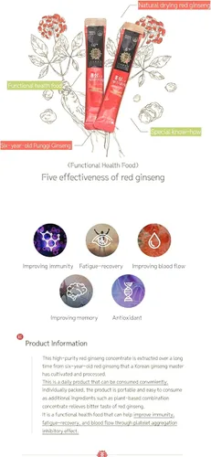 Vista 3 de Extracto de ginseng rojo de 6 años de Kim coreano Tiempo energético (0.3 fl oz x 30)