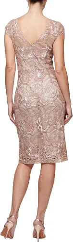 Vista 2 de Alex Evenings Vestido de cóctel bordado floral de longitud hasta la rodilla para mujer