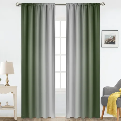 Vista 25 de COSVIYA Cortinas degradadas con dobladillo para cortinero, cortinas de oscurecimiento de habitación de 63 pulgadas de largo, cortinas degradadas