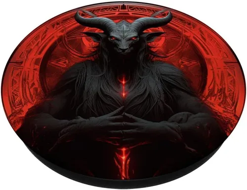 Vista 2 de PopSockets de Baphomet de luna roja satánica oculta PopGrip intercambiable