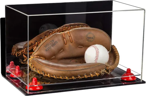 Vista 114 de Better Display Cases Vitrina de guantes de béisbol de acrílico transparente con elevadores negros (A011/V16)