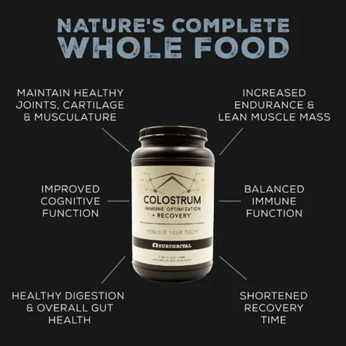 Vista 2 de Surthrival: Cápsulas de calostro en polvo (180 unidades), optimización y recuperación inmunológica, suplemento dietético, salud intestinal, apoyo