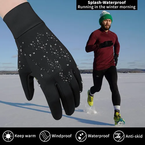 Vista 4 de Guantes de invierno para hombres y mujeres Guantes térmicos para pantalla táctil, guantes deportivos cálidos para clima frío para correr, ciclismo