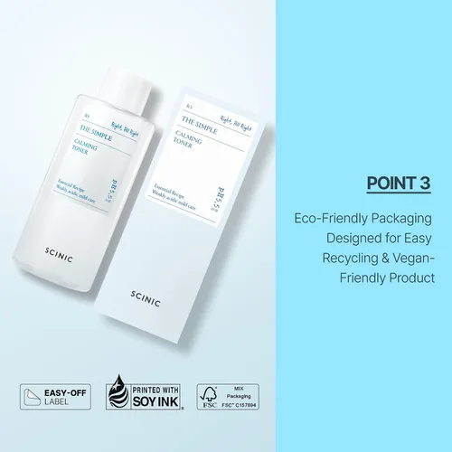 Vista 6 de SCINIC The Simple Calming Toner 10.1 fl oz (10.1 fl oz) Astringente facial vegano para pieles sensibles e irritadas Textura acuosa fresca