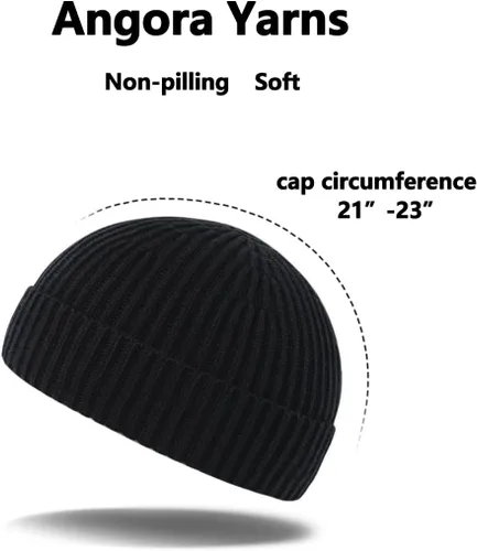 Vista 3 de Gorro de pescador para hombre, gorro de arrastrero de punto corto para hombres y mujeres
