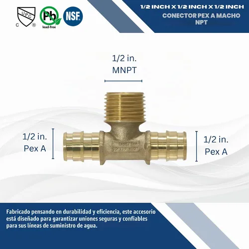 Vista 4 de Paquete de 2 camisetas XFITTING Pex A macho de 1/2 pulgada, camiseta MNPT de expansión de 1/2 pulgada