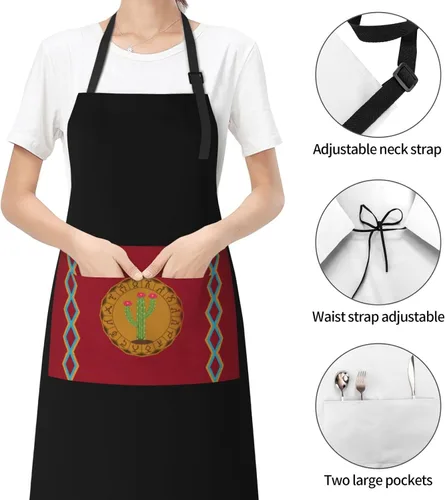 Vista 6 de Adjustable Panteera Wayuu Apron For Men Women Waterproof With Pockets Bib Kitchen Cooking Chef Restaurant Aprons