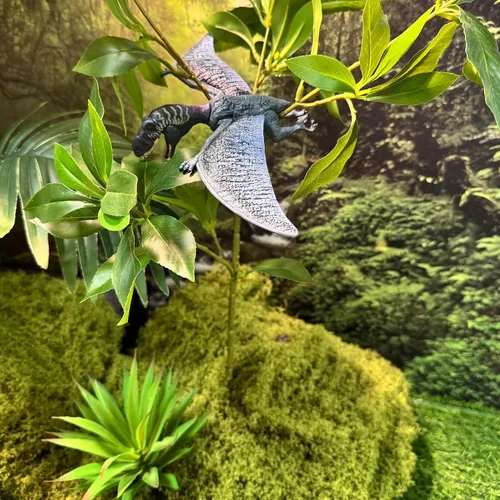 Vista 8 de EKU Juguetes de Dinosaurio Pterodáctilo con Aleteo de Alas Juguete Eudimorphodon, Cabeza se Mueve Ataca Brachiosaurus Styracosaurus Figuras