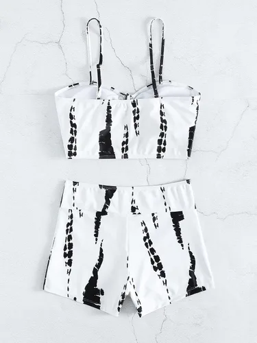 Vista 5 de SHENHE Trajes de baño tankini de teñido anudado para mujer, conjunto de bikini con control de abdomen y cintura
