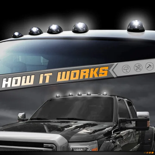 Vista 5 de HERCOO Luces LED para techo ahumado en blanco, compatibles con luces de señalización de cabina y despeje en vehículos Ford F250 F350 F450 F550 Super