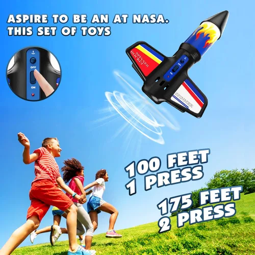 Vista 4 de Lanzador volador para niños, juguetes voladores eléctricos con recuperación de paracaídas, juguete ecológico con relanzamiento ilimitado, gran