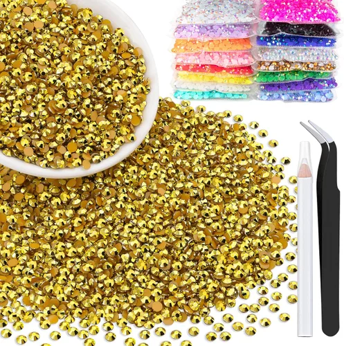 Vista 18 de 5000 piezas de 2mm de strass de resina a granel, strass de gel negros con parte posterior plana y redonda para embellecer sin termoadhesión, gemas