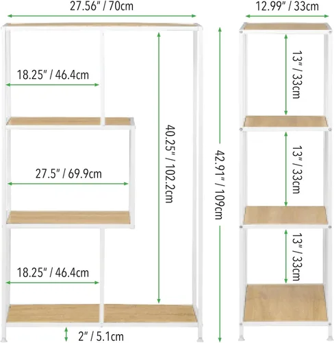 Vista 7 de mDesign Organizador de estante de almacenamiento de metal de mediados de siglo, 4 niveles, uso en baño, cocina, entrada, pasillo, vestíbulo