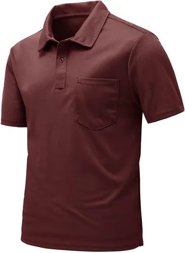 Vista 40 de Rdruko Camisas polo para hombre de manga corta, secado rápido, para golf y deportes al aire libre con bolsillo 01 Negro