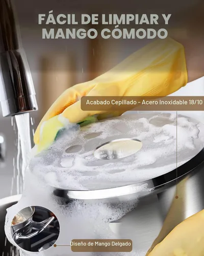 Vista 5 de Cooks Standard - Sartén profunda con tapa para saltear, de 4 cuartos de galón, profesional de acero inoxidable, sartén multiusos del chef