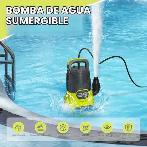 Vista 2 de Bomba de sumidero 1.2HP Bomba de agua sumergible, alto flujo Lemon Yellow
