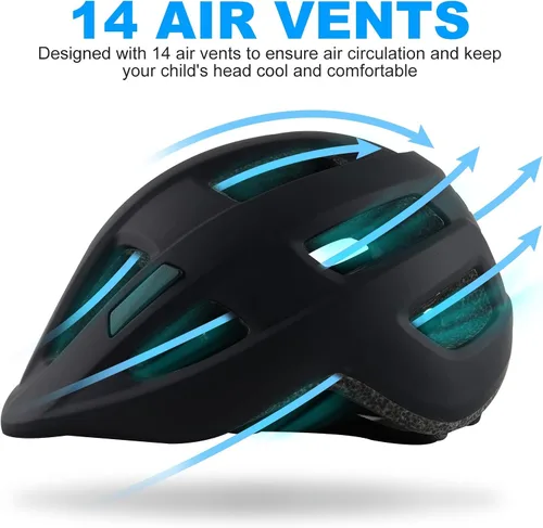 Vista 5 de Casco de bicicleta para niños de 1 a 8 años, cascos ajustables para niños y niñas, casco ligero para niños, ciclismo, scooter, deportivo, 18.9-21.3