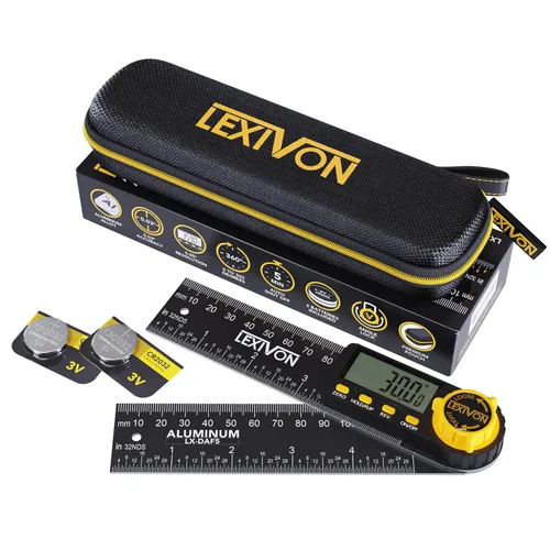 Vista 11 de LEXIVON Medidor de Ángulo Digital de Aluminio, Transportador Multiusos de 180mm/7 Pulgadas, Incluye Pantalla XL y Bolsa Resistente con Cremallera