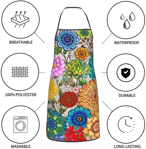 Vista 8 de Delantales para mujeres y hombres, delantales de chef con bolsillos para decoración de cocina, barbacoa, cocción, hornear a la parrilla