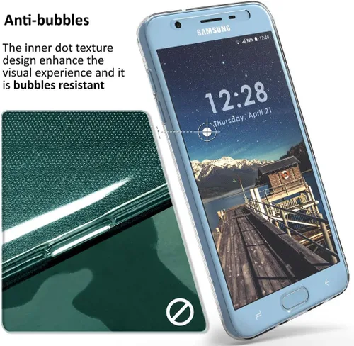Vista 5 de Funda transparente para Galaxy J3 2018, nueva envoltura de 360 grados [protección de cuerpo completo] Funda delgada de TPU transparente