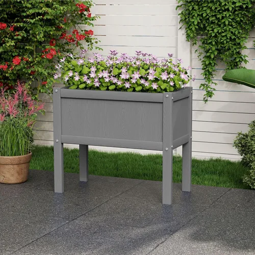 Vista 7 de Cama de jardín elevada con orificio de drenaje, impermeable, pequeña maceta elevada de polietileno de alta densidad con patas, estable y duradera