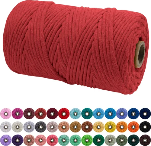 Vista 128 de JeogYong Cordón de macramé de un solo hilo 3 mm x 109 yardas (328 pies) Cuerda de algodón suave Hilo de macramé de 3 mm, suministros de macramé