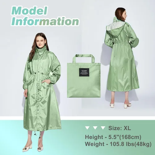 Vista 3 de SOPPY Abrigos de lluvia para mujer, impermeable largo, ligero, con capucha, para mujer, senderismo, viajes al aire libre