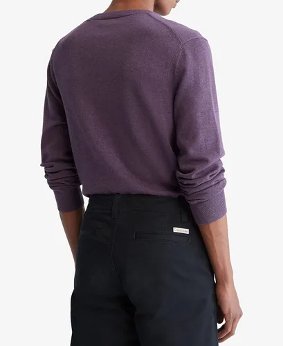 Vista 2 de Calvin Klein Suéter compacto de algodón con cuello redondo para hombre
