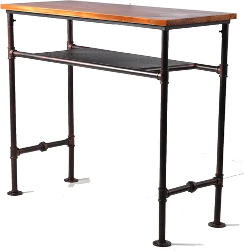 Vista 4 de Mesa rectangular de madera de pino maciza de 41.3 pulgadas de altura, barra de bar rectangular de altura para cocina, comedor con estante adicional