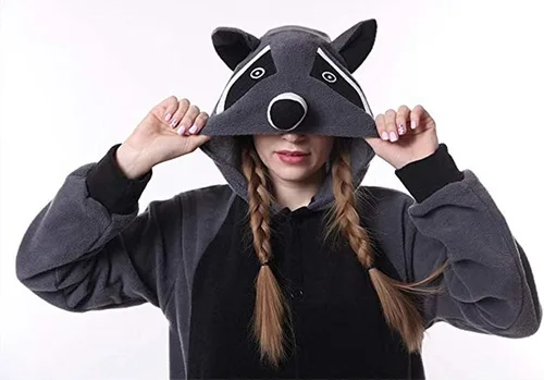 Vista 6 de Pijama unisex para adultos, para disfraz de mapache, disfraz de Halloween