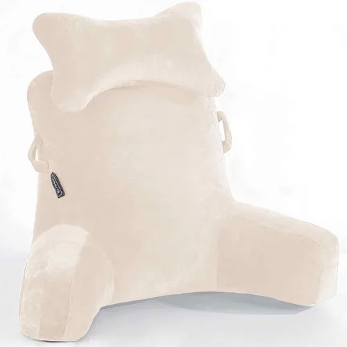Vista 7 de SLIGUY Almohada de lectura, almohada de descanso para cama con rollo de cuello desmontable y brazo de apoyo superior para sentarse en la cama, sofá