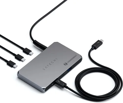 Vista 7 de Satechi Hub delgado Thunderbolt 4 5-en-1, carga USB C de 60W, pantalla única de 8K o doble de 4K, 4 puertos Thunderbolt 4, USB 3.2 Gen2, compatible
