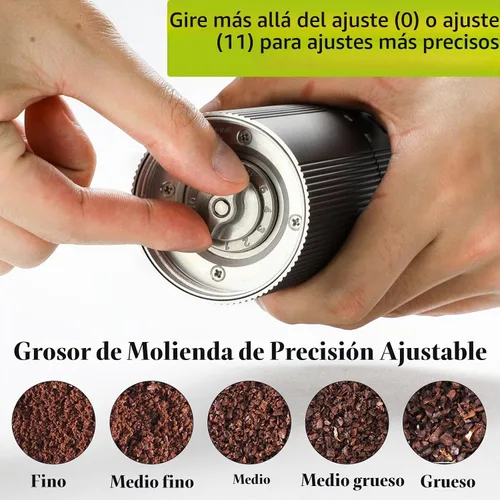 Vista 5 de Molinillo de café portátil, molinillo de café eléctrico con 45 ajustes ajustables, molinillos de café recargables para expreso, viajes, campamento