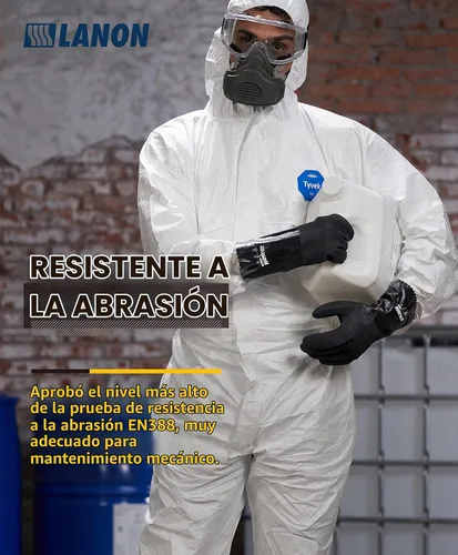 Vista 3 de LANON Guantes de nitrilo resistentes a productos químicos, guantes de goma reutilizables de alta resistencia con palma texturizada de microespuma