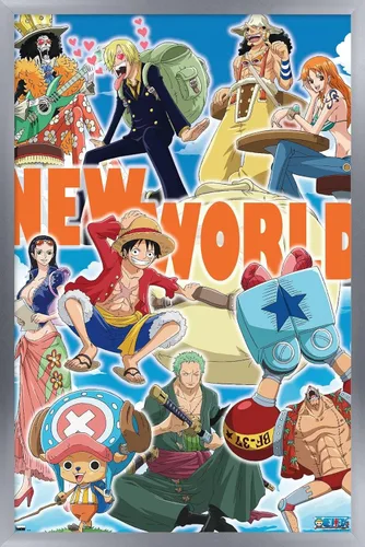 Vista 9 de Trends International One Piece - Póster de pared New World, 22.4 pulgadas de largo x 14.7 pulgadas, versión enmarcada en madera de granero