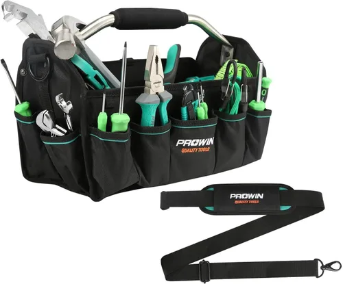 Vista 9 de Prowin - Bolsa de herramientas organizadora de bolsillo para electricista, bolsa de cinturón de herramientas duradera