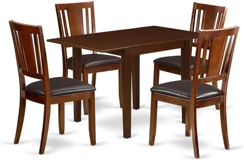 Vista 8 de East West Furniture NDDU3-MAH-LC - Juego de comedor de 3 piezas para espacios pequeños que contiene una mesa de comedor rectangular con gotas y 2