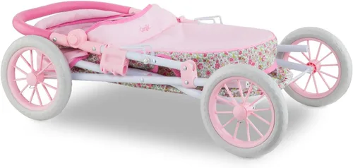Vista 7 de Corolle Cochecito de muñeca de bebé para niñas, cochecito de bebé plegable de juguete para muñecas con diseño de carro, cochecito rosa