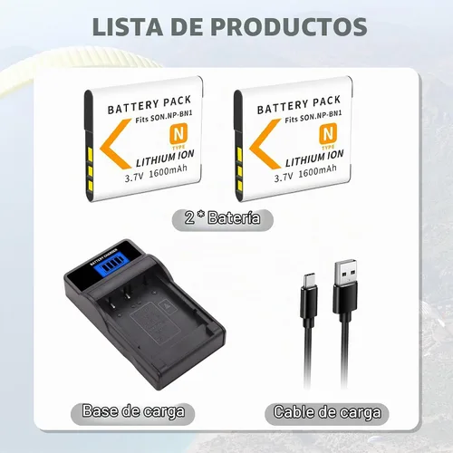 Vista 6 de 2X NP-BN1 NPBN1 Batería y Cargador LCD para Sony DSC-WX30 WX50 WX100 WX150