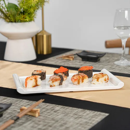 Vista 8 de Restaurantware Voga - Platos de servir de 12 x 7 pulgadas, 10 platos rectangulares para sushi, pequeños, resistentes a roturas, platos blancos