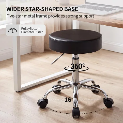 Vista 7 de DUHOME 410 Taburete giratorio de altura ajustable para clínica médica tatuaje Spa Salon con ruedas (negro)