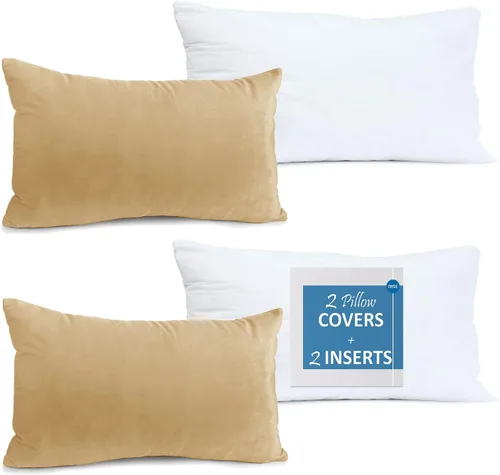 Vista 16 de Nestl Juego de 2 rellenos de almohada con terciopelo suave y sólido, juego de fundas de almohada cuadradas decorativas para sofá, automóvil Azul