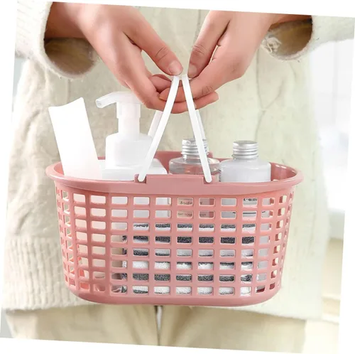 Vista 8 de Bolsa de ducha portátil con agujeros de drenaje, cesta de almacenamiento de ducha de plástico para artículos de tocador de baño
