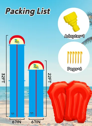 Vista 7 de Tobogán acuático para niños y adultos, toboganes de agua extralargos para patio trasero, resistente, con dos tablas inflables y juguetes de agua